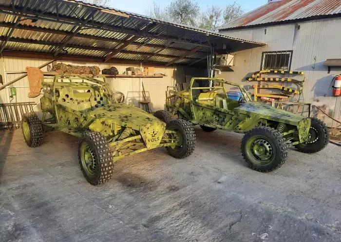 Buggies created by Vladimir Sadyk can be seen with camouflage paint jobs. 'They are very maneuverable,' Sadyk said. [Vladimir Sadyk personal archive]