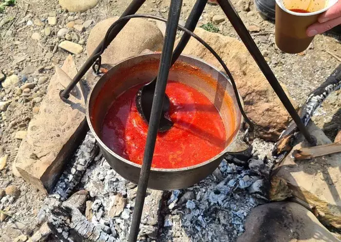 The borscht is ready to eat with just the addition of hot water. 'It's quick and delicious,' Yankovets said. [Anna Yankovets personal archive]