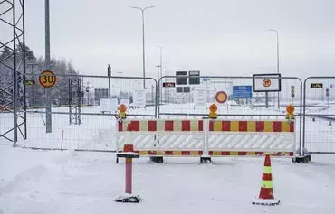 The closed Vaalimaa border station between Finland and Russia is pictured on December 7. The Nordic country, which shares a 1,340km-long border with Russia, saw a surge in undocumented migrants seeking asylum on its border with Russia in November. [Alessandro Rampazzo/AFP]