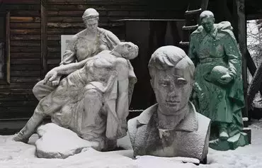 Soviet-era statues are pictured January 19 at the Territory of Terror Memorial Museum in Lviv, Ukraine. [Yuriy Dyachyshyn /AFP]