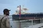 
A Russian cargo ship carrying crude oil is seen in the dock in Karachi, Pakistan, on June 28. [Rizwan Tabassum/AFP]        