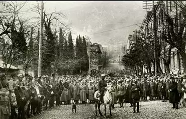 The entry of the occupying 11th Red Army into Tbilisi, Georgia, is shown February 25, 1921. [National Archives of Georgia]