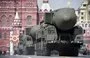 
Troops drive Russian Topol-M intercontinental ballistic missiles through Red Square in Moscow on May 7, 2019, during a rehearsal for a Victory Day military parade. [Alexander Nemenov/AFP]        