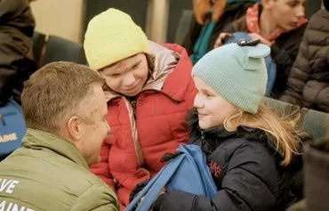 Kyiv has accused Moscow of abducting almost 20,000 children from parts of eastern and southern Ukraine, while many more have found themselves living under Russian control after Moscow's troops invaded in February 2022. Repatriated children are pictured in Kyiv on February 2, 2023. [Anton Kuleba/Save Ukraine]