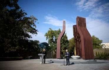 Ukrainian authorities on September 11 unveiled a memorial in Kyiv commemorating the three most tragic events in the history of the Crimean Tatar people. [Ukrainian presidential website]